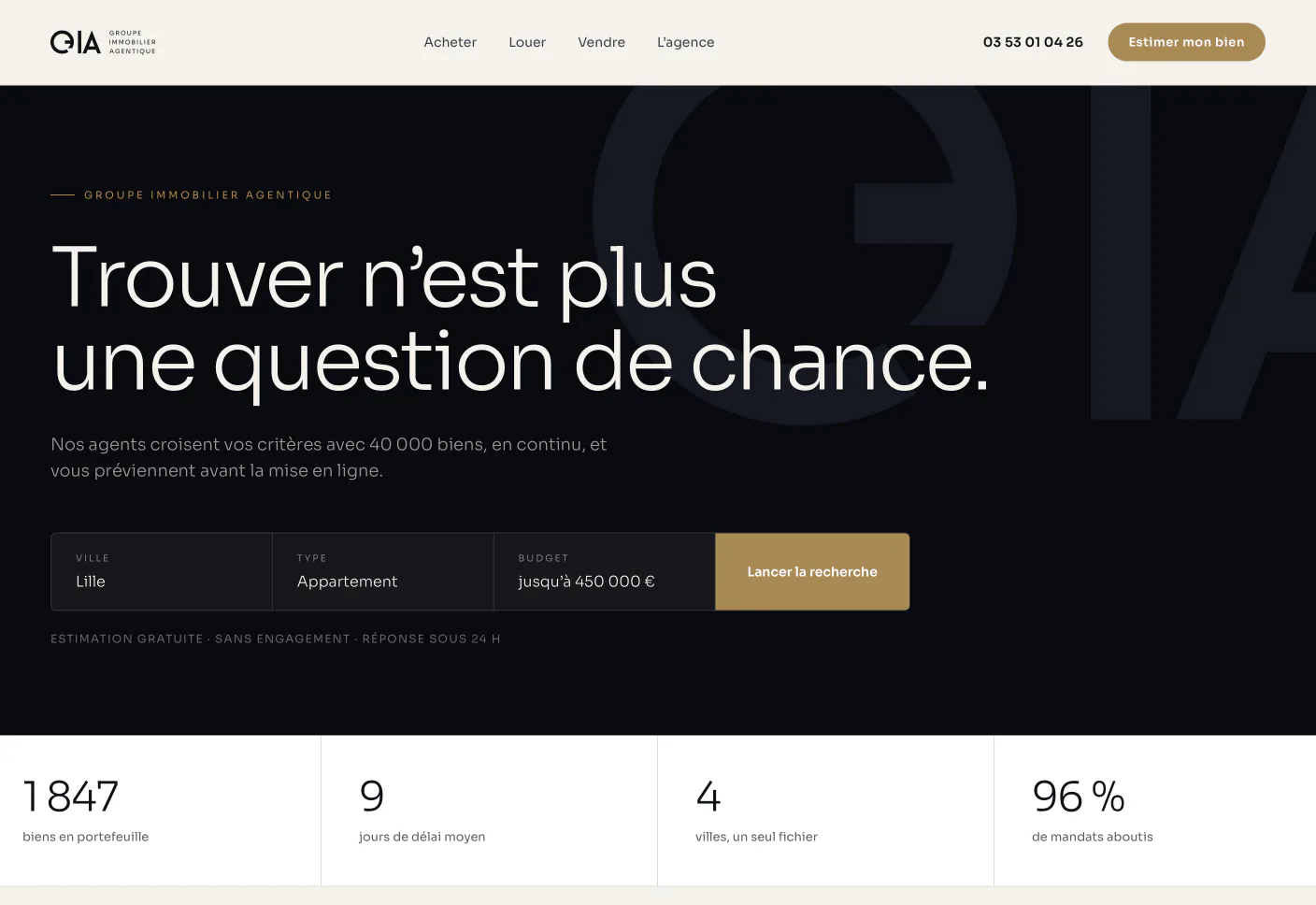 La page d'accueil du site, construite sur la même identité